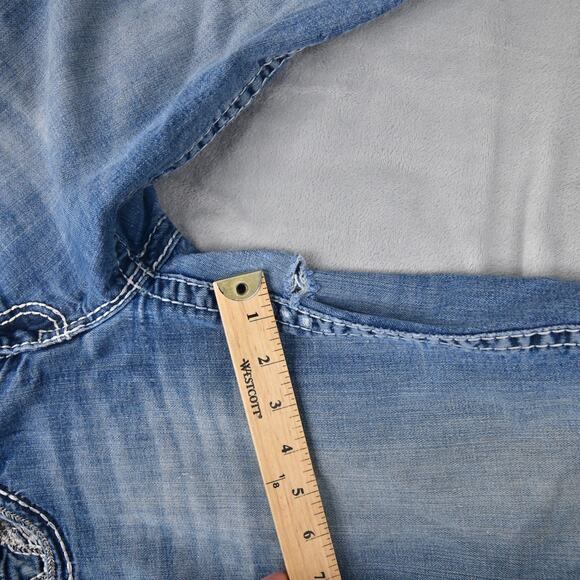 VIGOSS Jeans Womens 9/10 (31x31) The Dublin Bootcut Rhine Stones Blue Denim - Picture 6 of 12